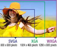 2,1 x więcej pikseli niż SVGA lub 1.3x więcej niż XGA